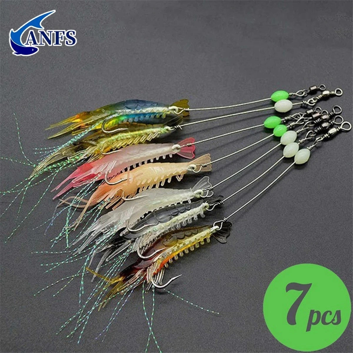 Glow in the Dark Shrimp Fishing Lures Kit - Soft Artificial Bait with Sharp Hooks