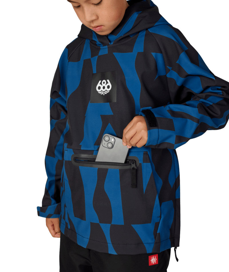 Waterproof Hooded Sweatshirt for Boys - Medium, Blue Ash Shapes