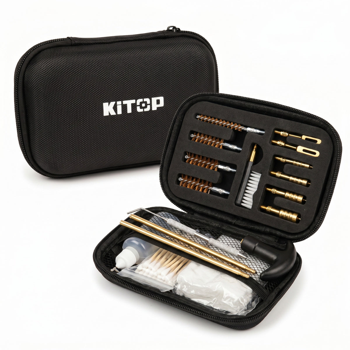 Universal Gun Cleaning Kit for Handguns - Includes Brushes, Patches, Rods & Case