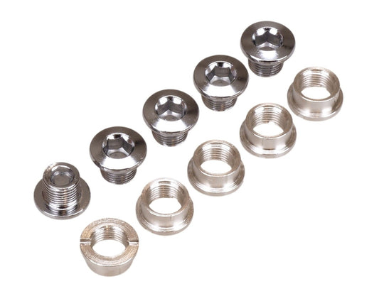 BMX Chromoly Chainring Bolts Set of 5 - Chrome & Blue Zinc Finish