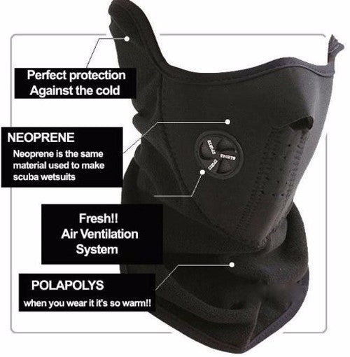 Outdoor Cycling Motorcycle Half Face Mask Neoprene Ear Cover - Black