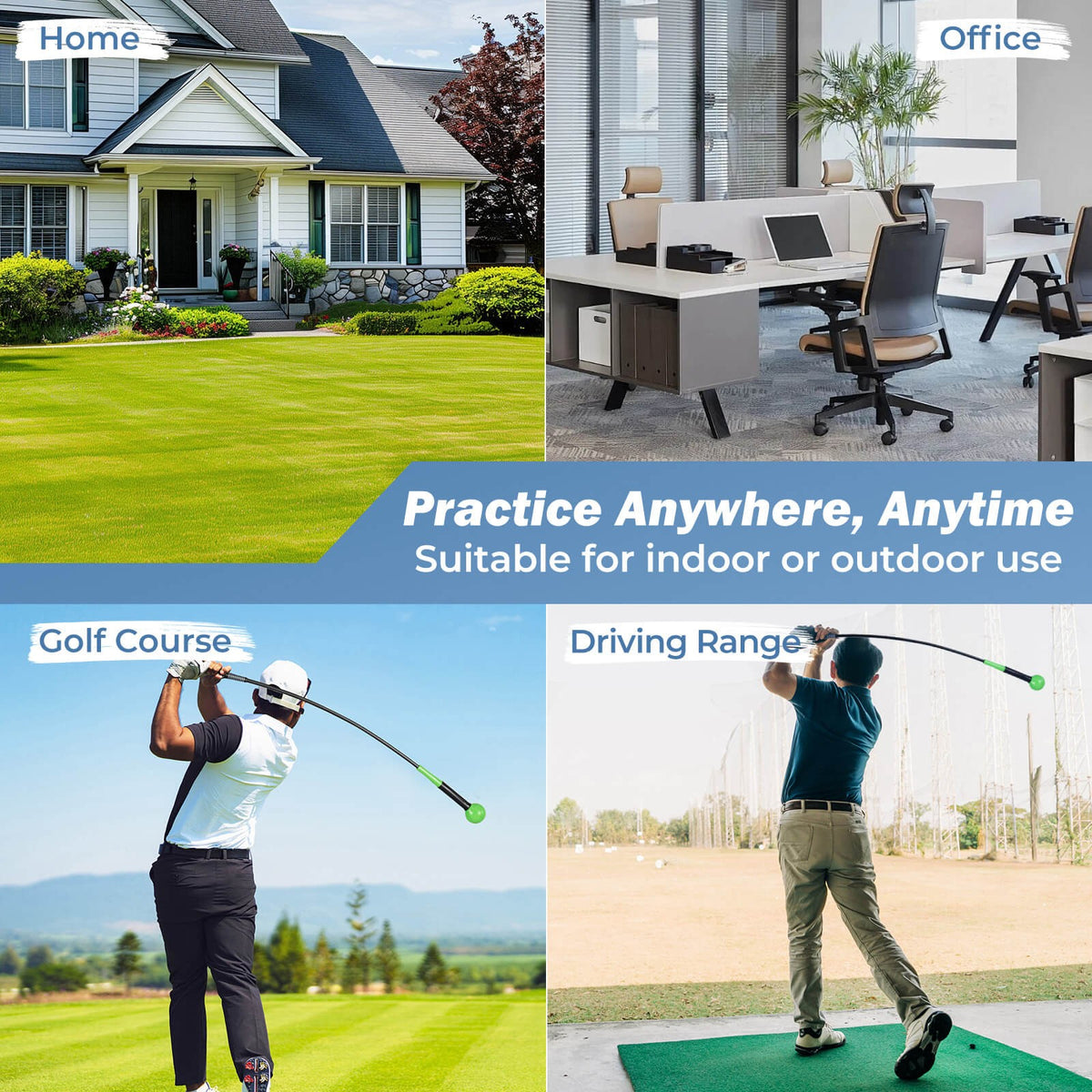 Golf Swing Trainer Aid with Weighted Head, 47-Inch Practice Stick for Right-Handed Golfers