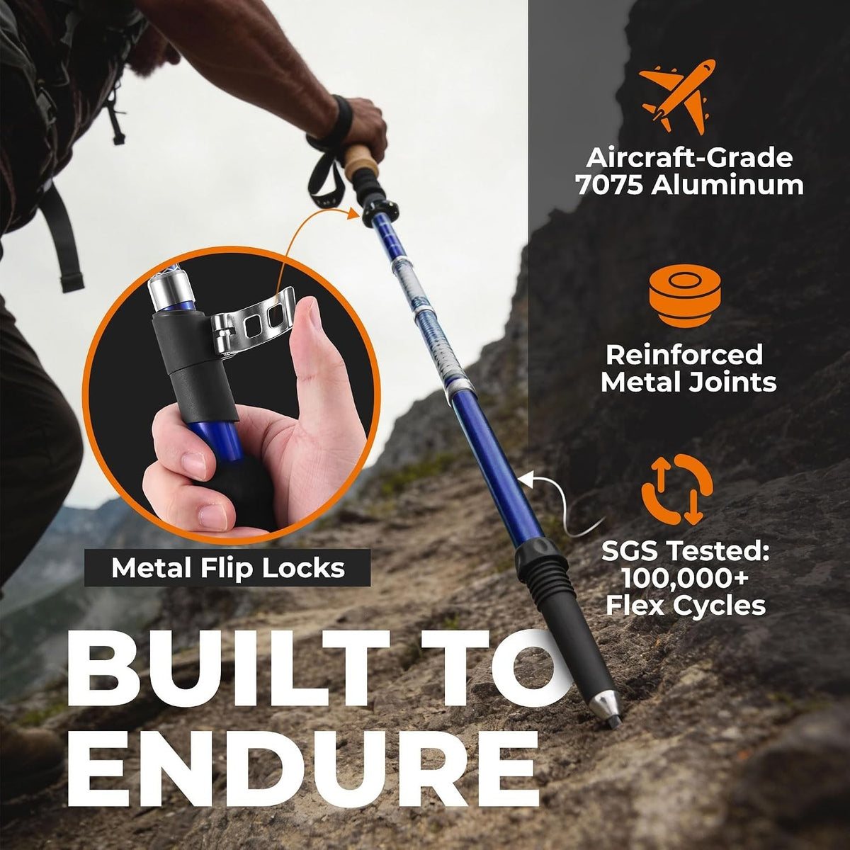 Lightweight Adjustable Hiking Poles Set - Trek-Z 2 Pack for Outdoor Support