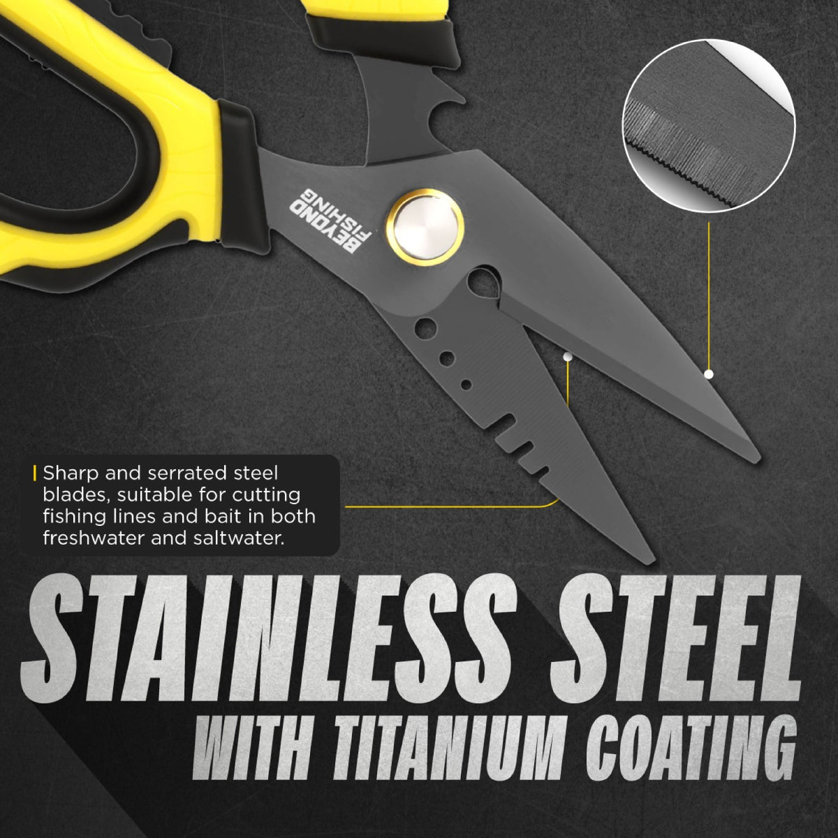 Fishing Shears 6.5 Inch Heavy Duty Line Cutters with Multi-Tool Features