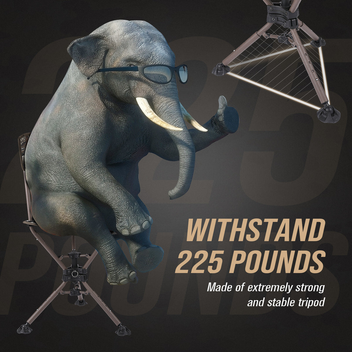 Foldable Swivel Hunting Chair Seat with 360° Rotation and Adjustable Height