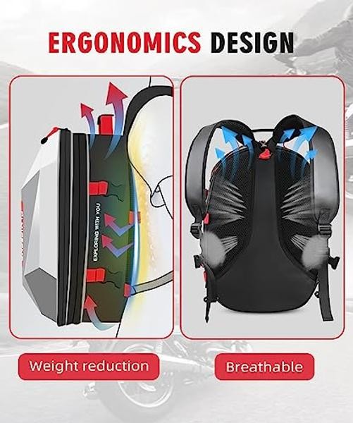 Large Waterproof Motorcycle ATV Helmet Backpack 38L with Rain Cover