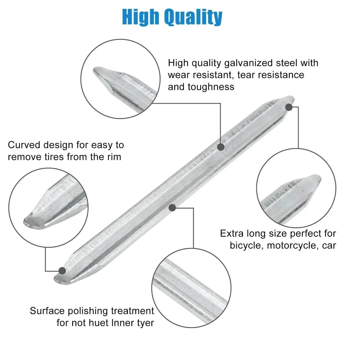Motorcycle Tire Spoon Kit with Rim Protector - Durable Iron Levers for Easy Tire Change