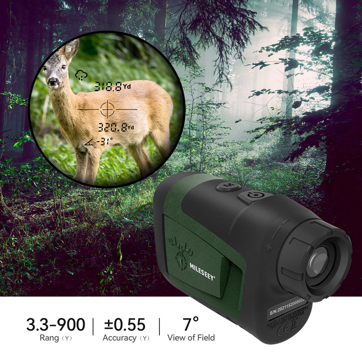 Laser Rangefinder for Hunting and Archery Up to 800 Yards with Angle & 6X Magnification