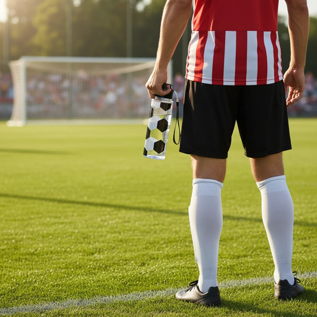 17oz Soccer Water Bottle with Flip Top and Carry String - Reusable Sports Drink Bottle