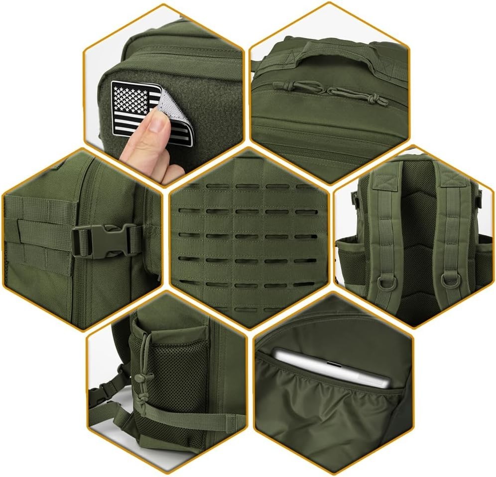 Military Tactical Backpack 25L Molle Daypack Bug Out Bag for Men