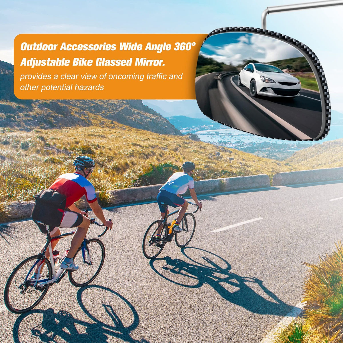 Adjustable Bicycle Rear View Mirror 2 Pack for Helmet & Glasses Cycling