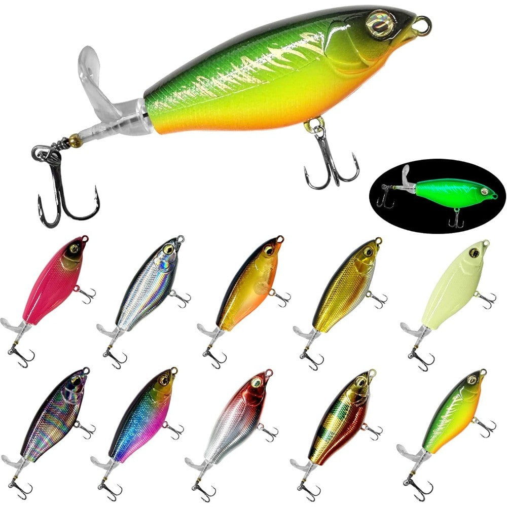 10pcs Floating Water Bass Fishing Lures Topwater Baits