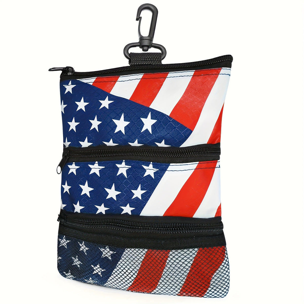 Golf Bag Valuables Pouch with Multiple Pockets and Zipper Hook - Portable Golf Accessory