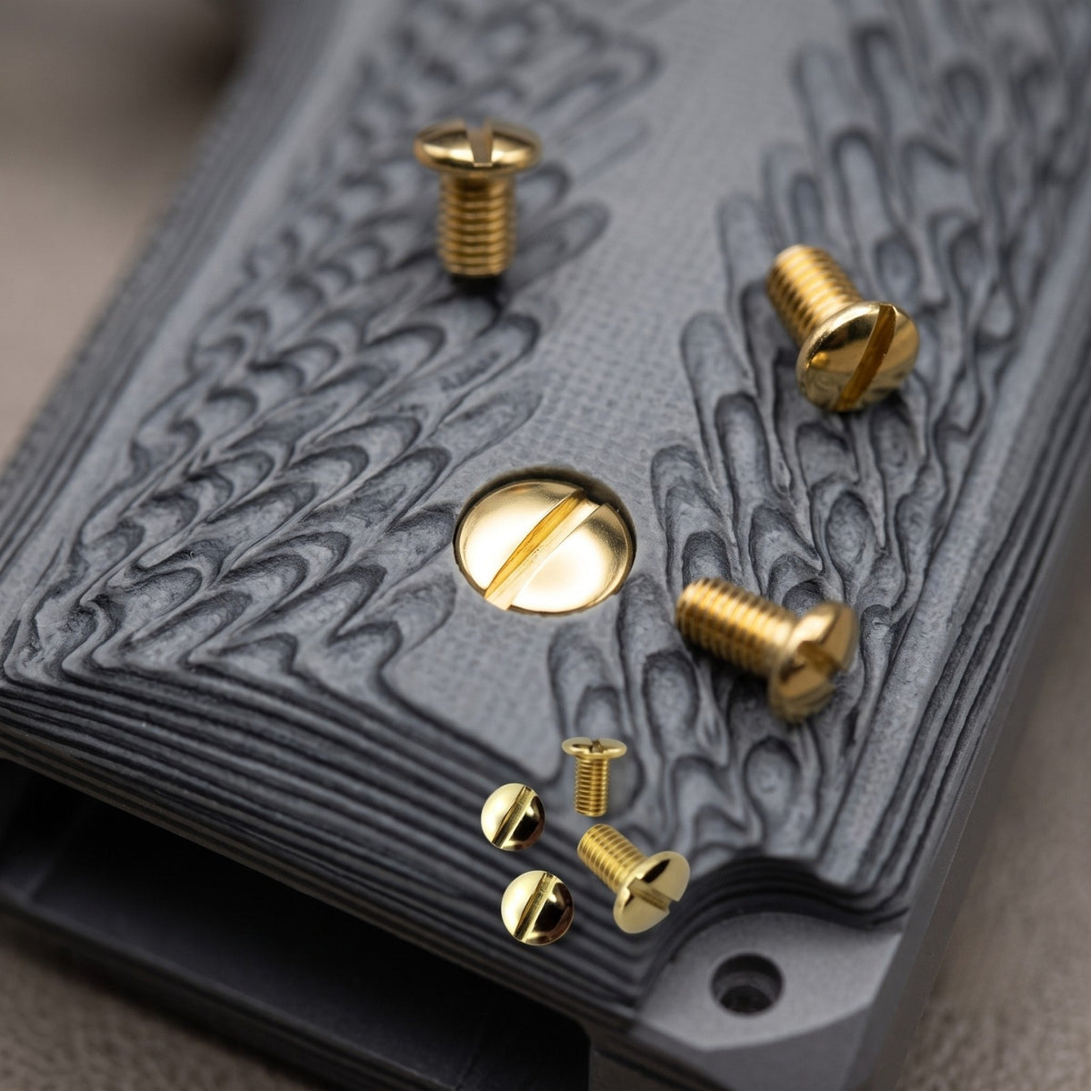 Premium 1911 Gold Grip Screws Set - Full Size Slotted Replacement Hardware