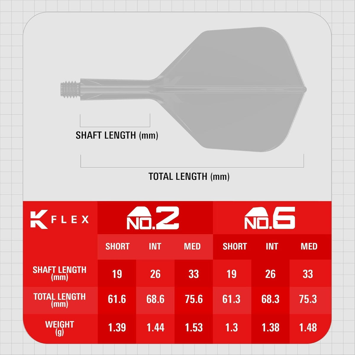 K-Flex Integrated Dart Flight and Shaft No. 6 – 3 Pack
