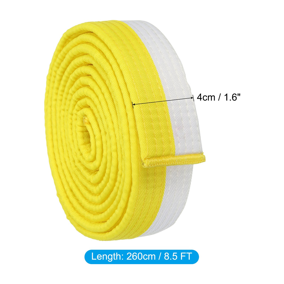 Colored Taekwondo Belt 8.5ft Polyester Martial Arts Ranking Belt White-Yellow