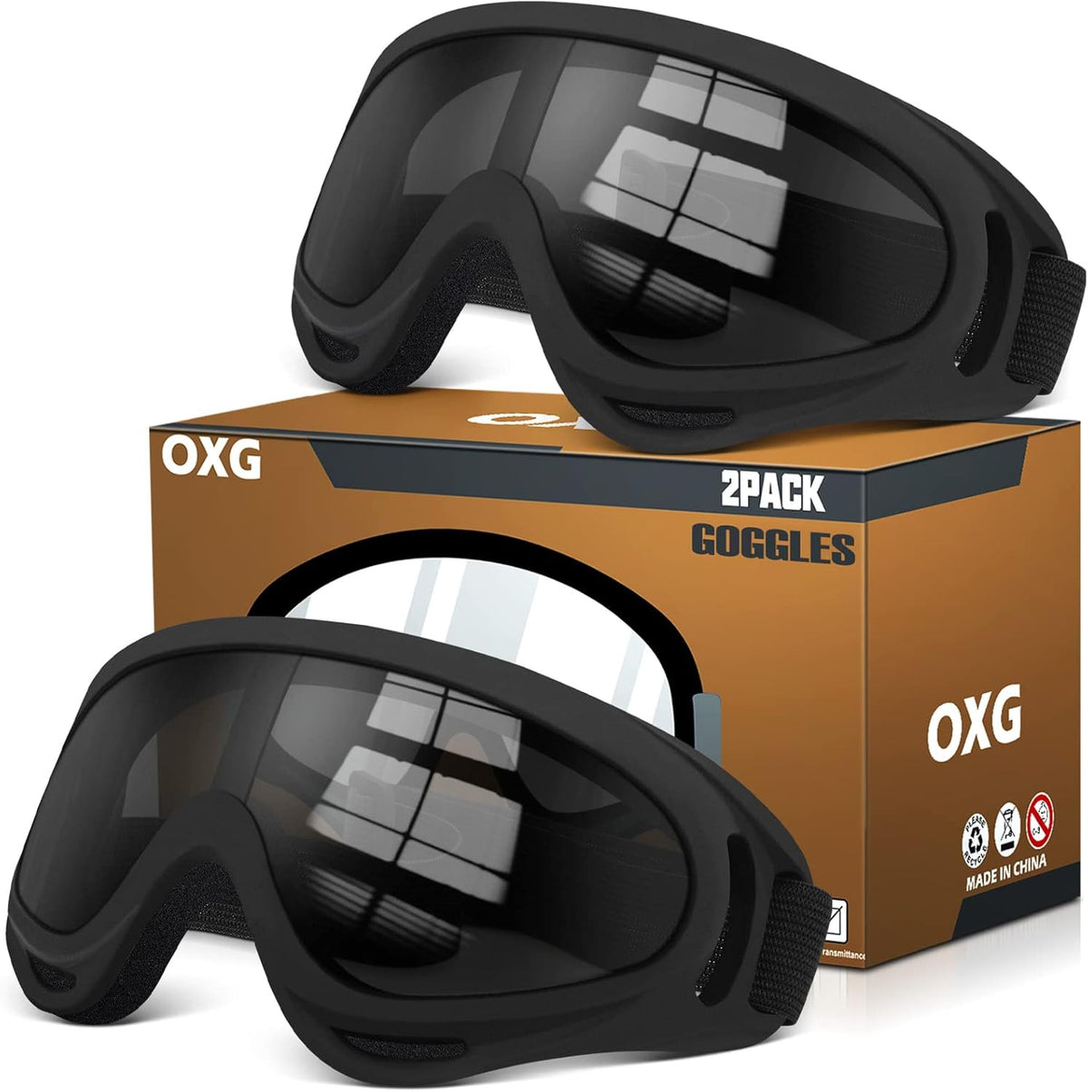 Motorcycle & ATV Ski Goggles Anti-UV Dustproof Windproof 2 Pairs