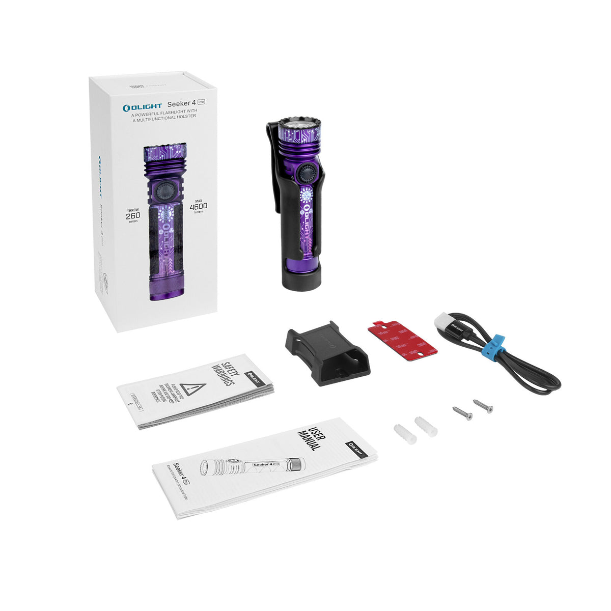 Olight Seeker 4 Pro Flashlight Cyber Violet 4600 Lumens with Holster