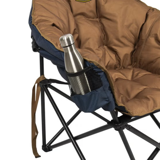 Portable Folding Club Chair with Padded Seat and Table - Relaxation Lounger