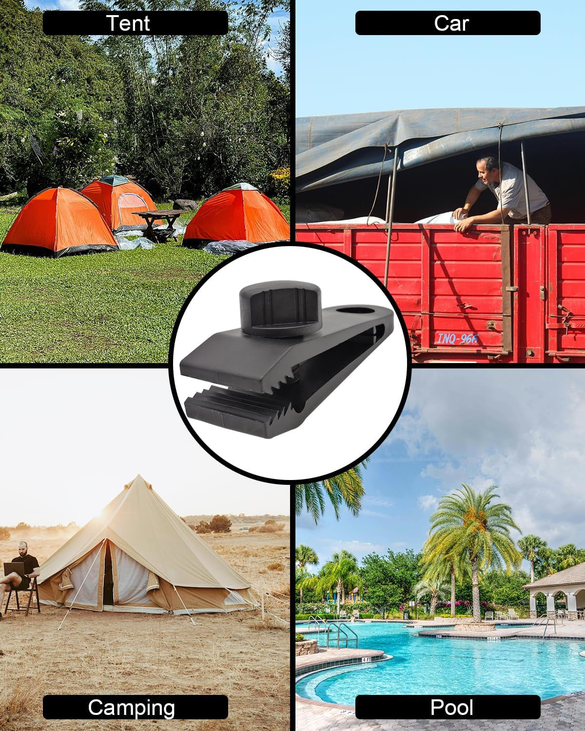 Heavy Duty Tarp Clips 20 Pack - Waterproof Locking Tent & Cover Clamps