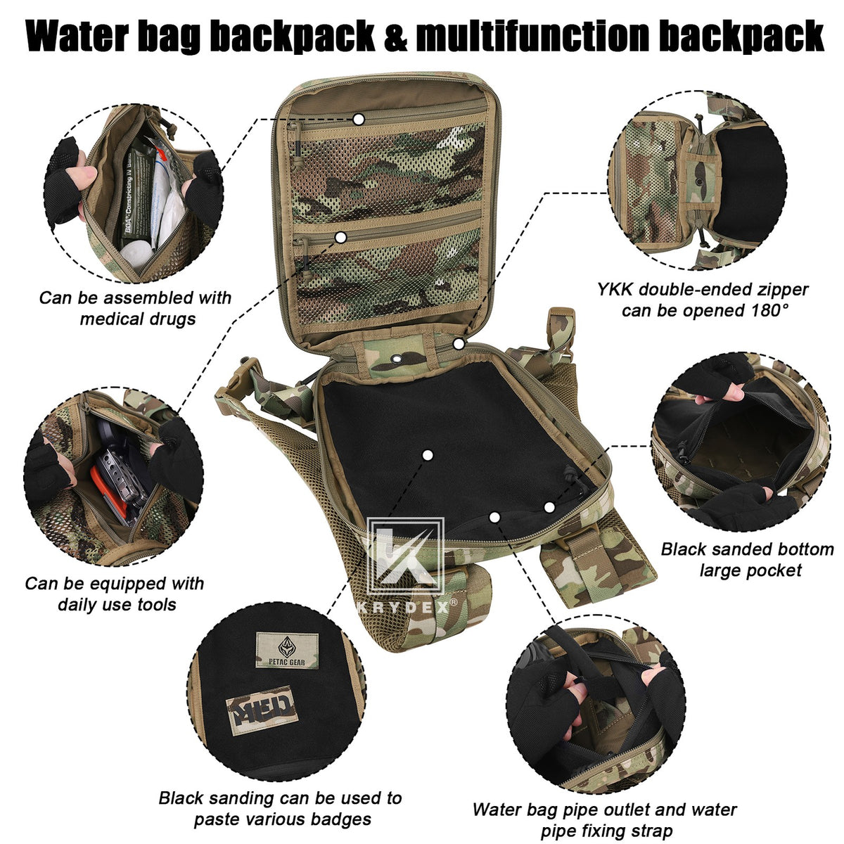 Tactical Hydration Pack with 1.5L Water Bladder - MOLLE Backpack for Outdoor & Military Use