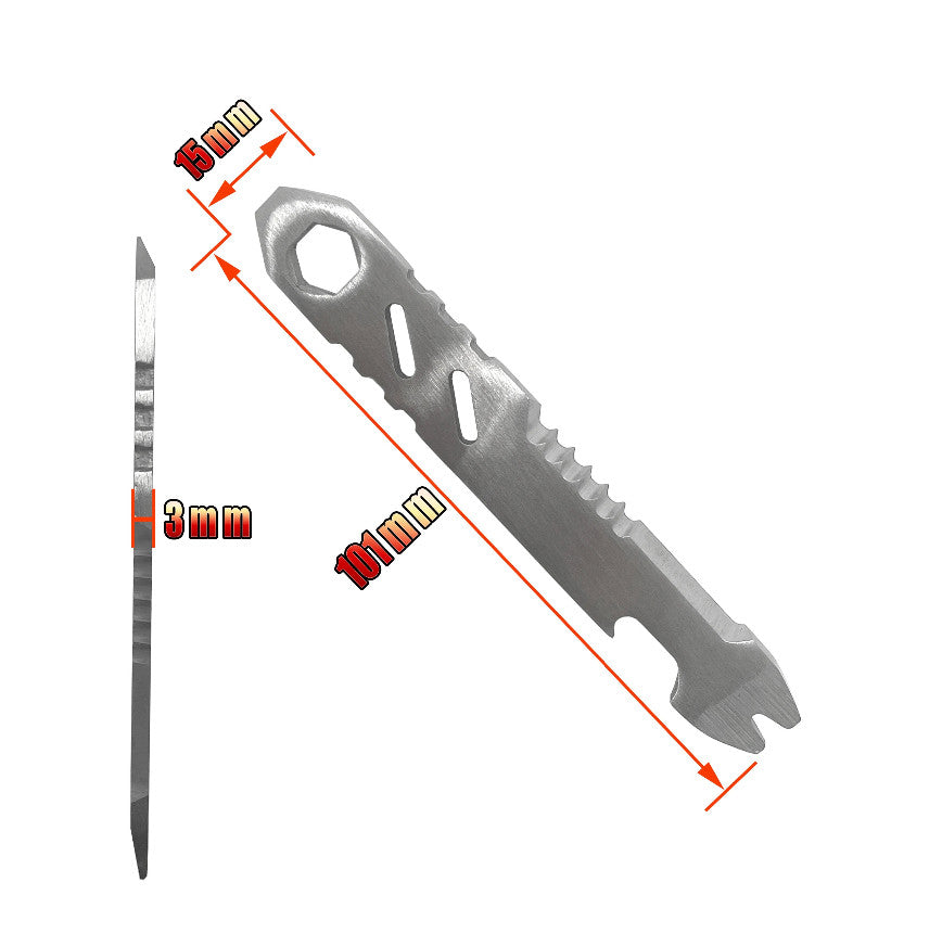 Mini Stainless Steel Multi-Function EDC Crowbar with Bottle Opener & Wrench