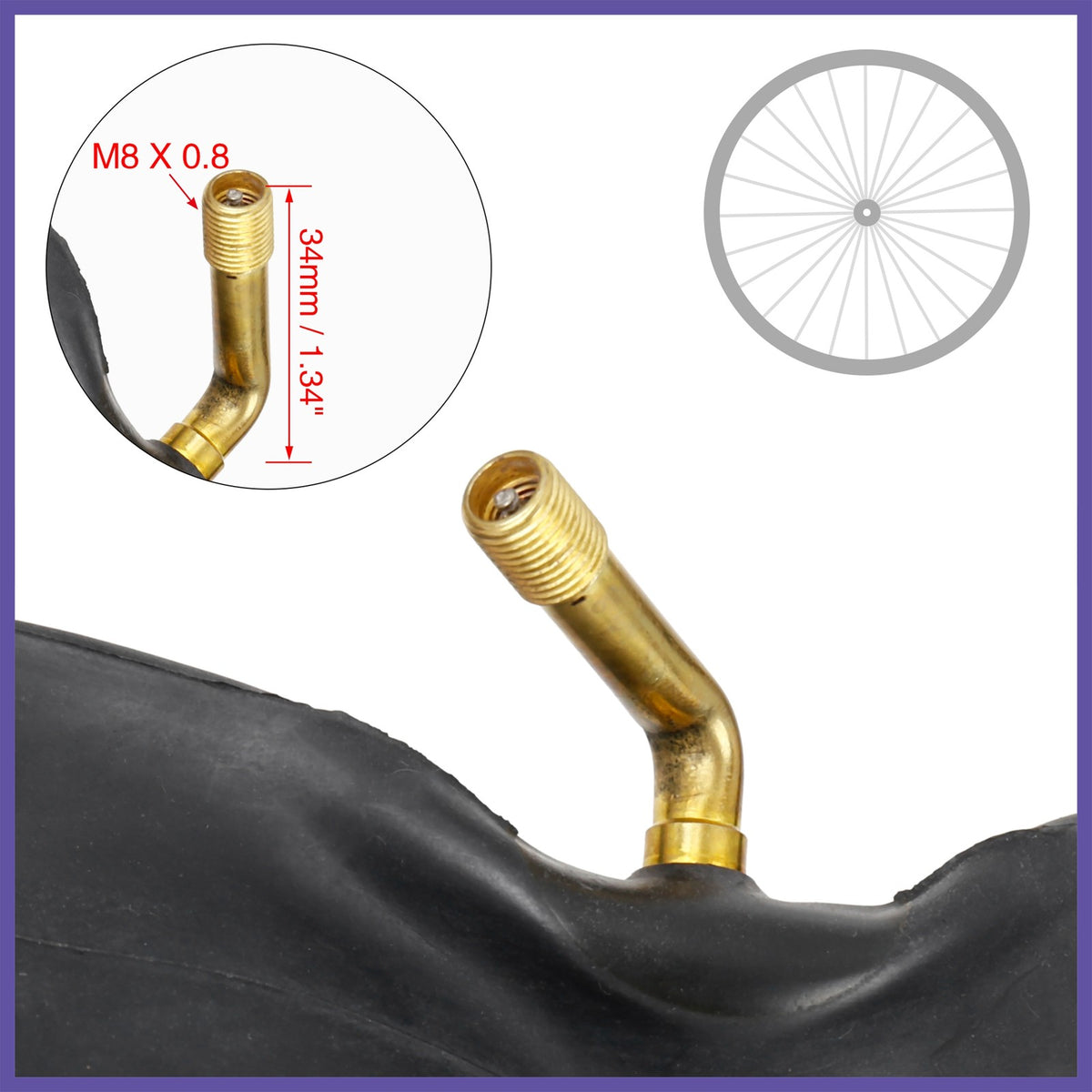 14x2.125 Inch Bicycle Inner Tube with Bent US Valve for MTB, Road, Folding Bikes