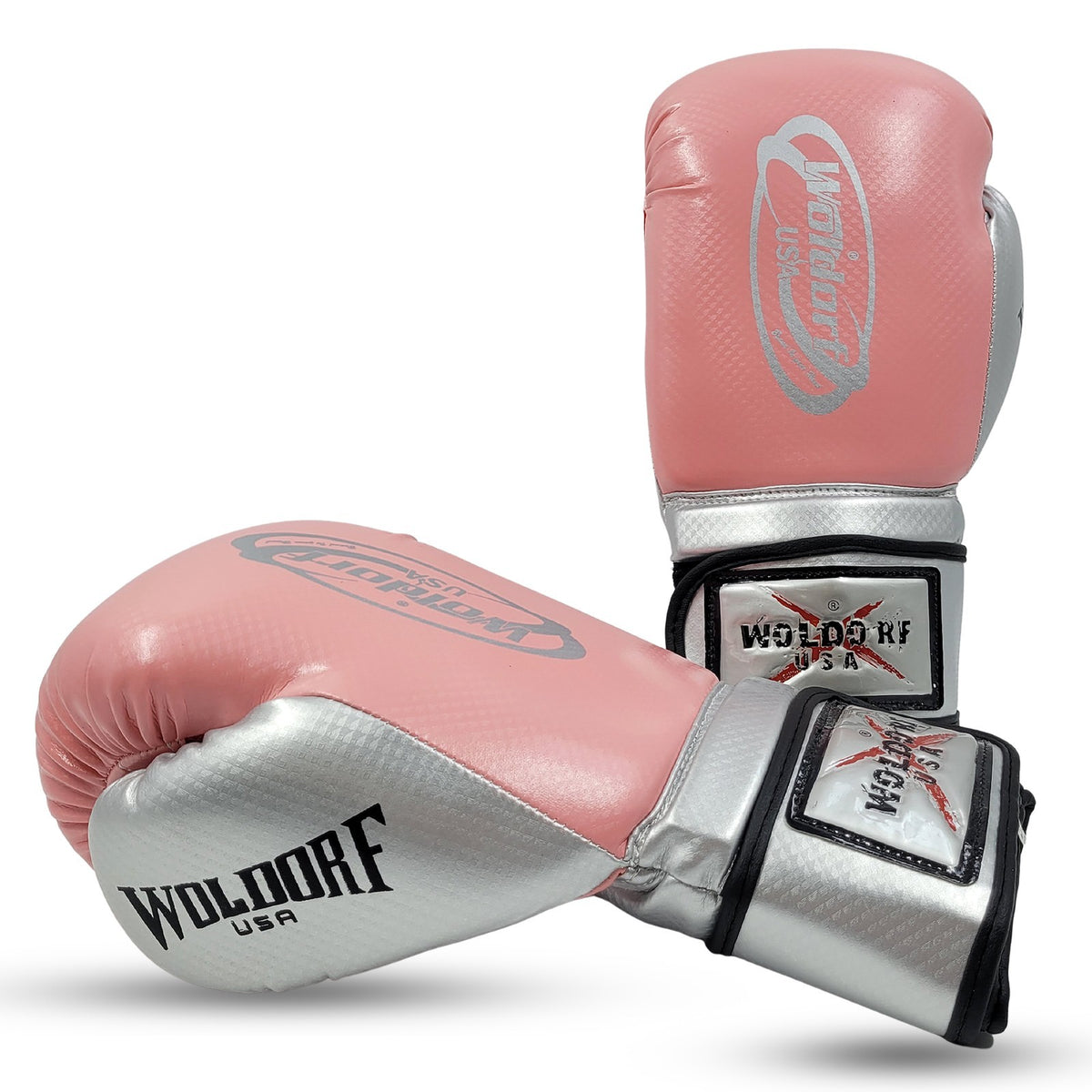 Pink Metallic Silver Boxing Gloves for Muay Thai Sparring Heavy Bag Training