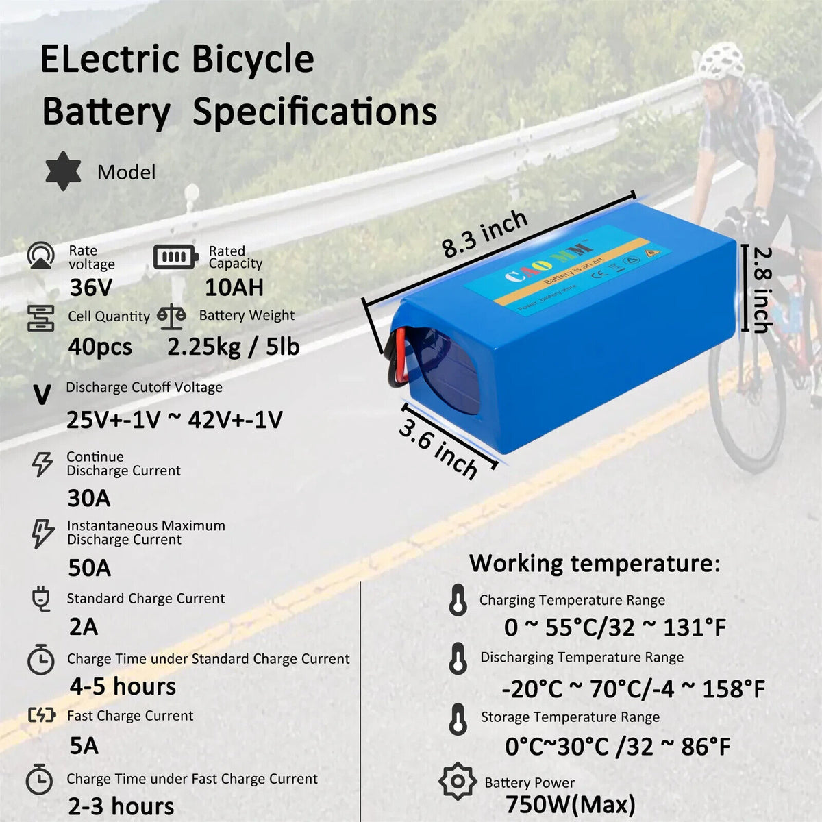 Electric Bicycle Battery 36V/48V 8Ah-20Ah for E-Bikes and Electric Bikes