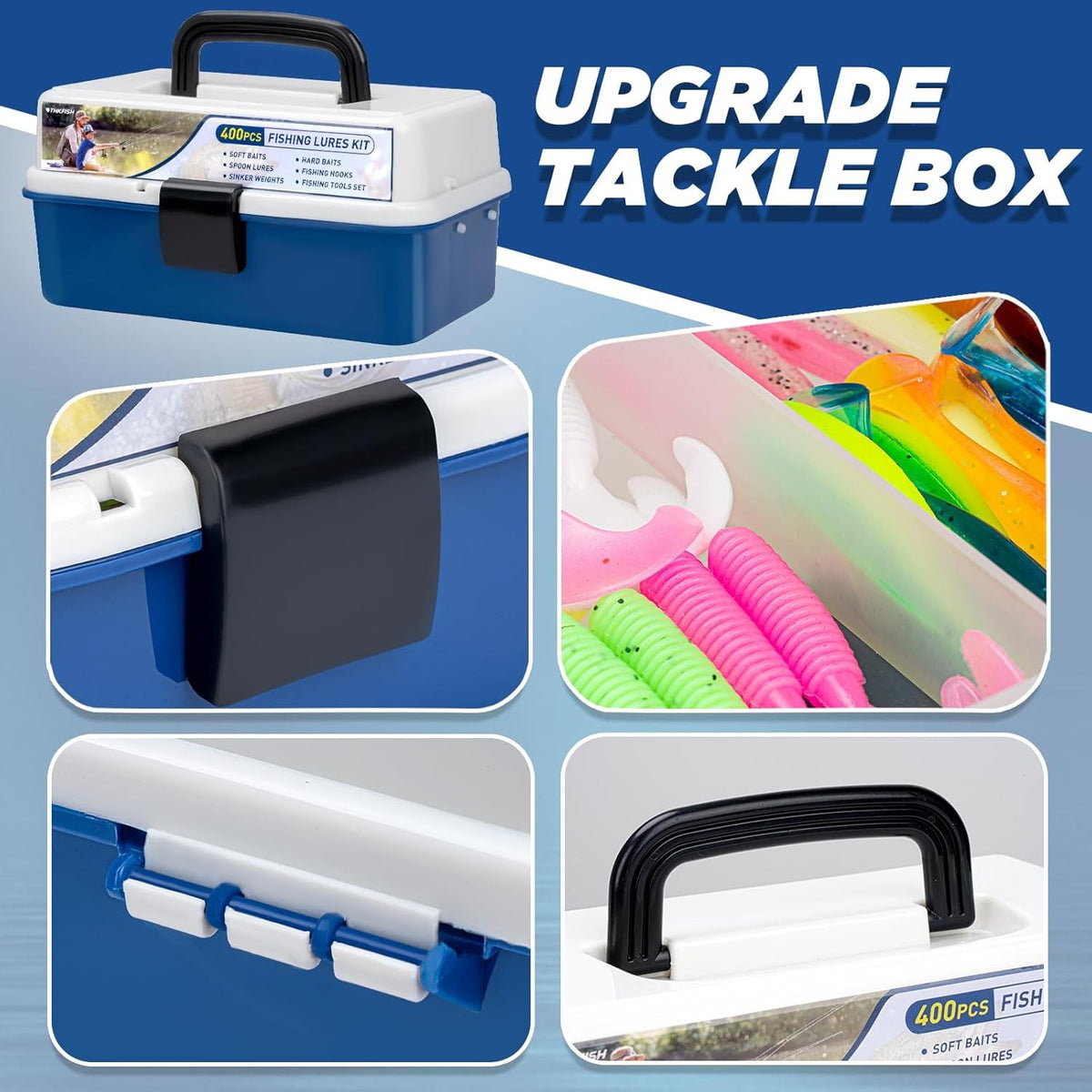 Large 3-Layer Tackle Box Kit for Fishing Accessories and Lures - 400 Pieces
