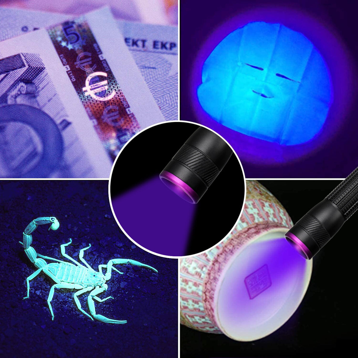 Zoomable 395nm UV Light Penlight Black Light for Detecting Insects Gems and Fluids