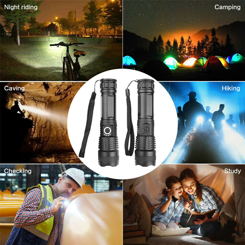 Super Bright Rechargeable LED Tactical Flashlight 9900000LM Waterproof Outdoor Torch