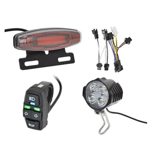 Electric Bike Headlight and Tail Light Set with Turn Signal Kit - 24-48V