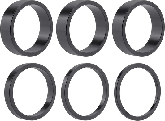Bike Headset Spacers Set 1-1/8 inch Aluminum Alloy 28.6mm Multiple Thicknesses - Black