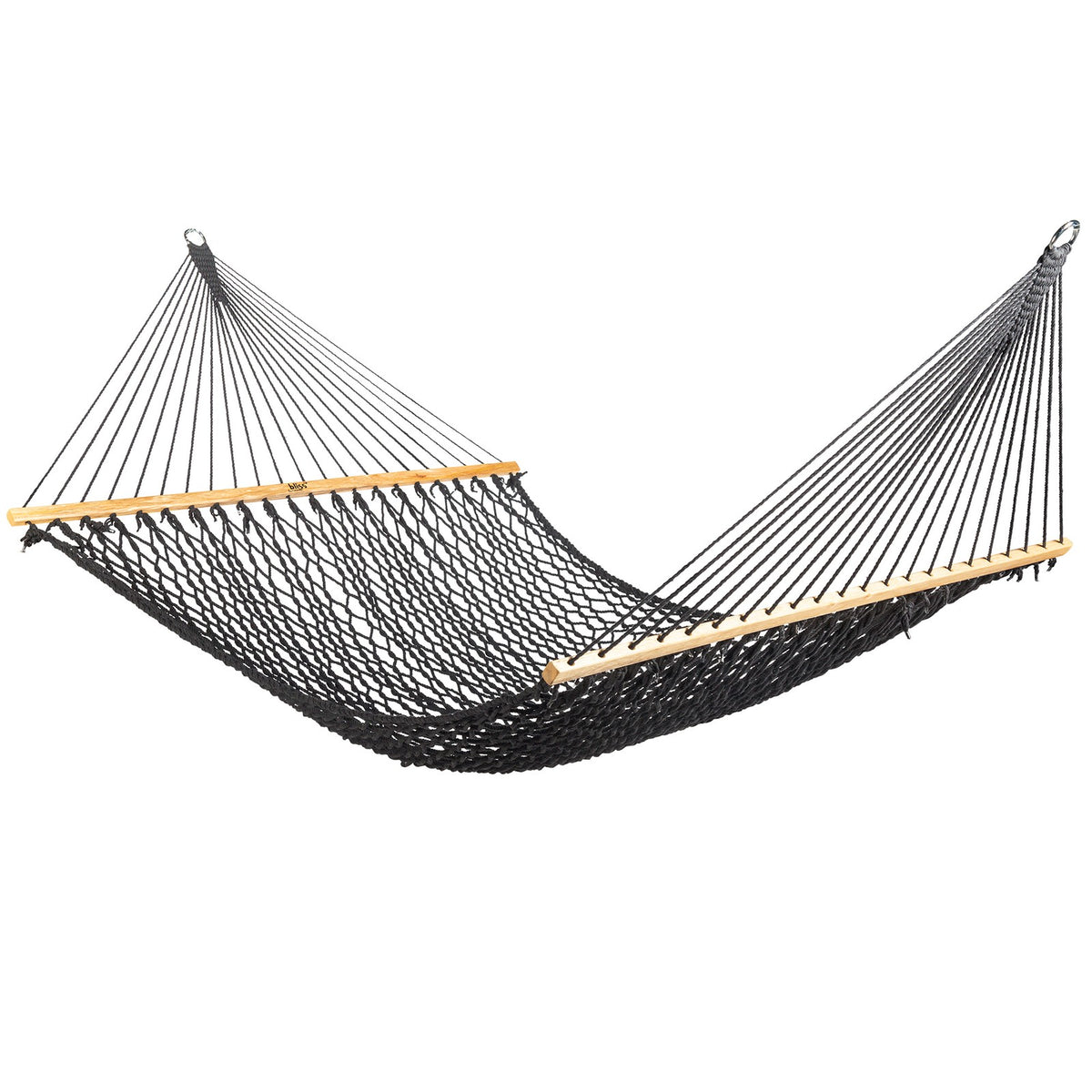 2-Person Cotton Rope Hammock with Spreaders - Black, 80x60 Inches