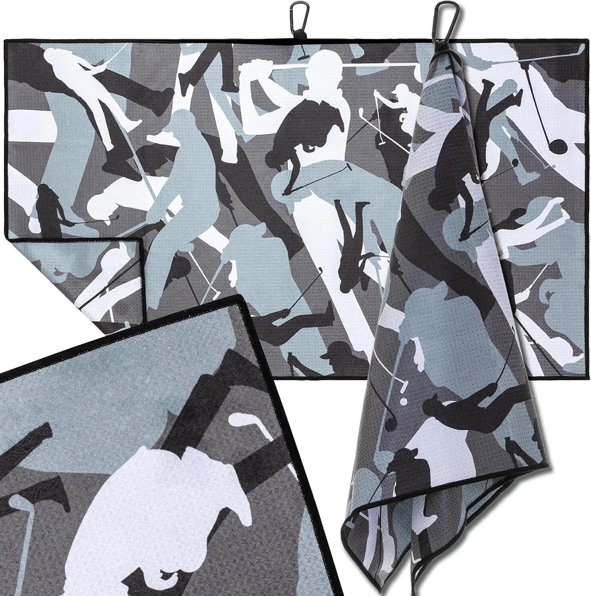 Golf Towel with Clip - Microfiber 34x20 Inch Camouflage Golf Towels