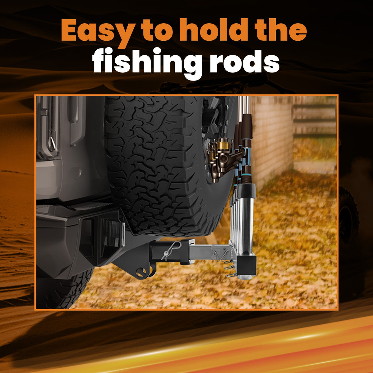 Adjustable Car Fishing Rod Holder for 2-Inch Hitch Receiver, Holds 5 Steel Rods