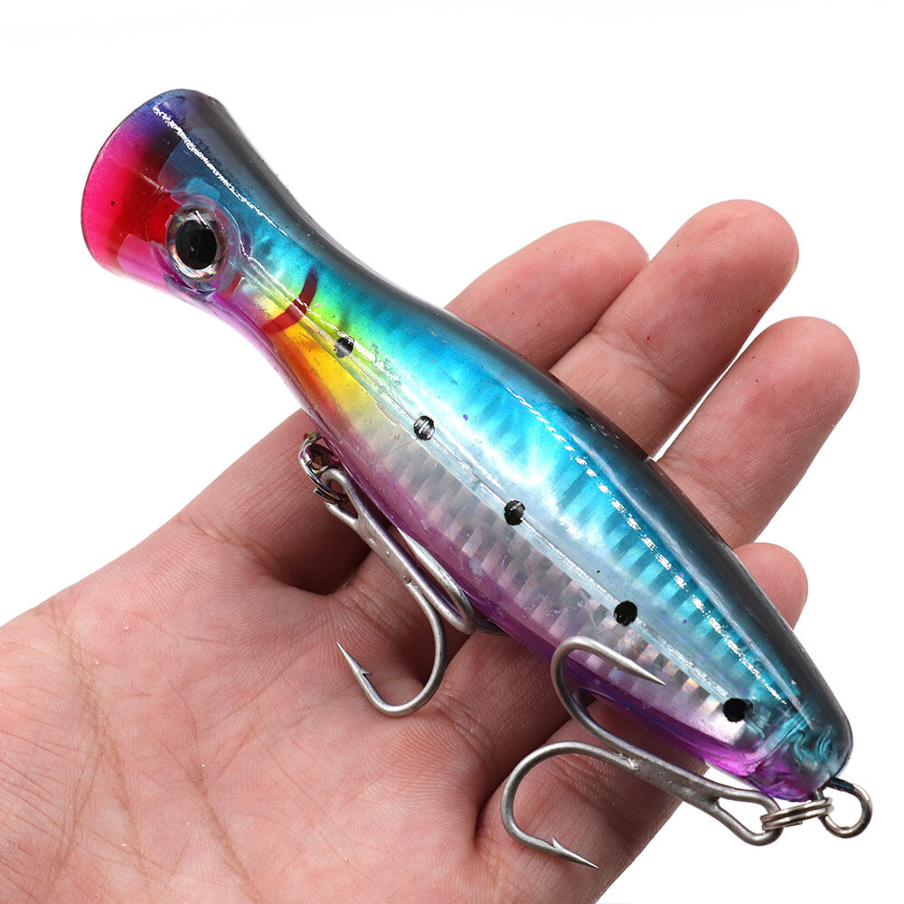 6pcs Popper Fishing Lures Set with 3D Eyes Topwater Baits 40g