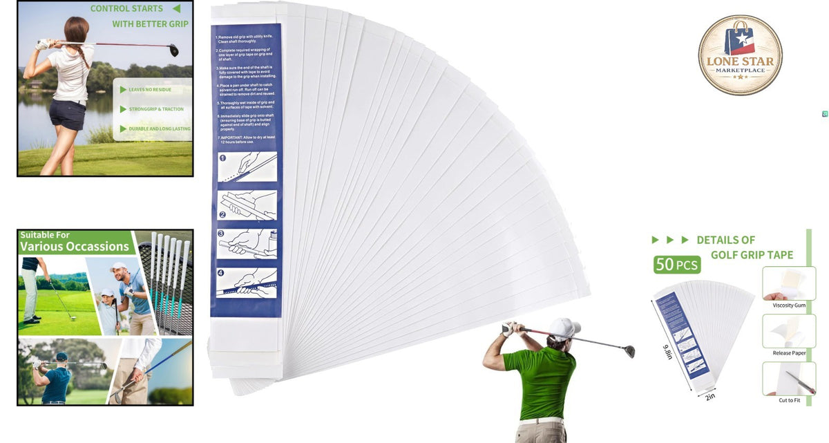 Golf Grip Tape Kit - 50 High-Quality Regripping Strips for Clubs