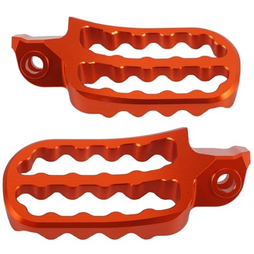 Orange Wide Rider Foot Pegs for KTM Adventure & Dirt Bikes - Aluminum Footrests