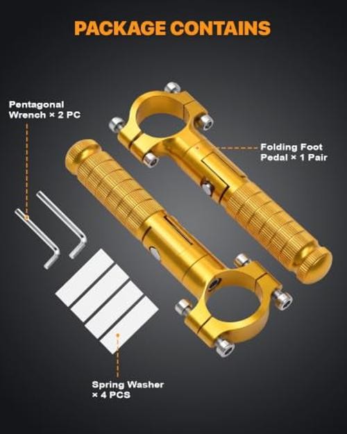 Motorcycle Footrest Pegs 1.25 Inch Folding Aluminum Highway Pegs for Harley Honda Yamaha Suzuki