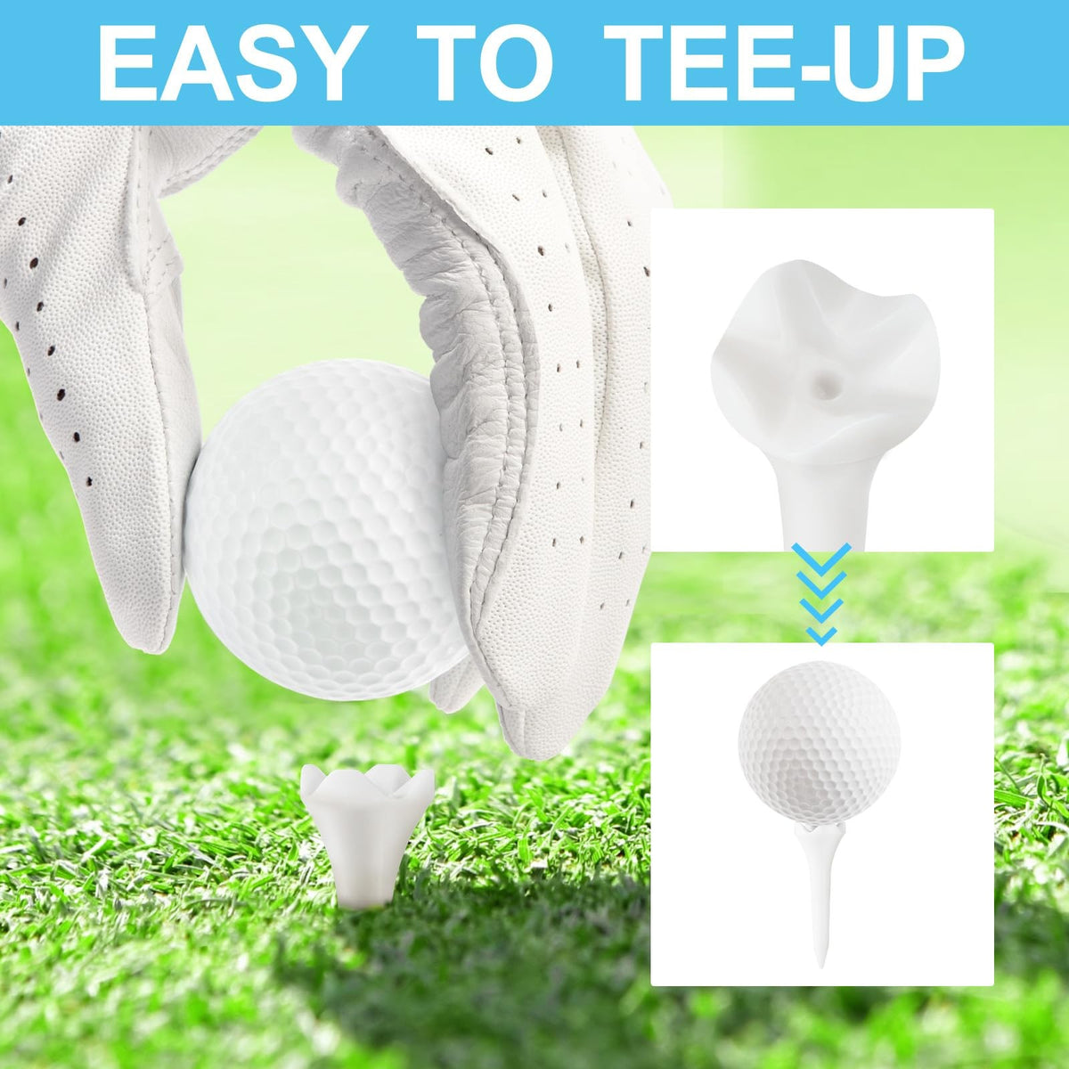 1.5 Inch Plastic Golf Tees Pack of 120 - Unbreakable, Friction-Reducing Design