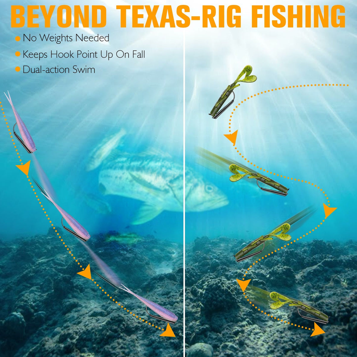 12PCS Weedless Texas Rig Fishing Hooks - 1/4 oz for Bass & Trout