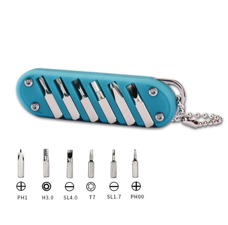Multifunctional Folding Knife Keychain Tool with Screwdriver - Stainless Steel, Compact EDC