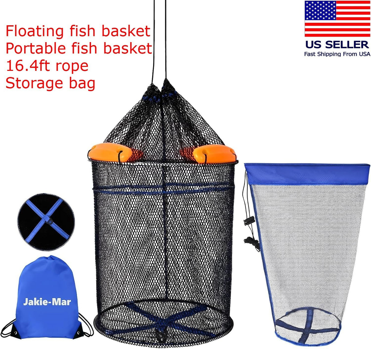 Extra-Large Floating Fish Basket Set - Foldable & Portable for Fishing