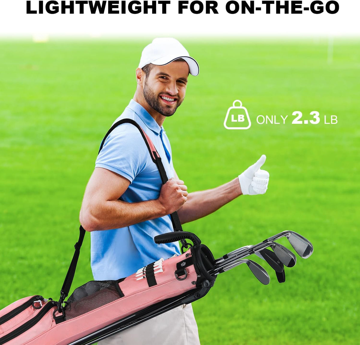 Lightweight Golf Stand Bag for Men with Shoulder Strap & Rain Cover