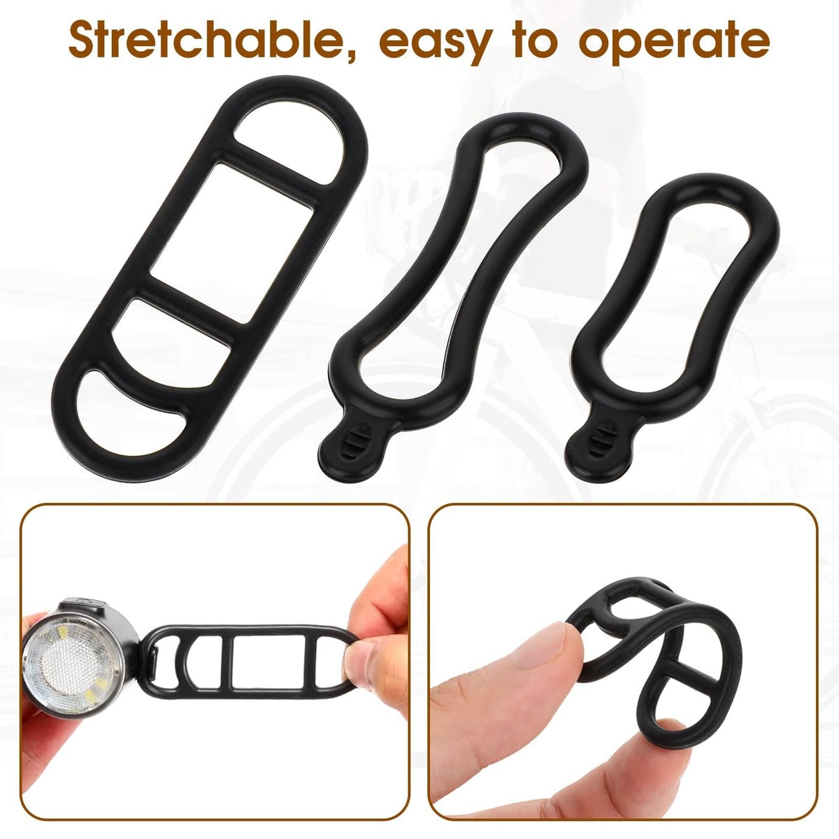 Bike Light Silicone Mount Straps - Replacement Rubber Bands for Bicycle Lights