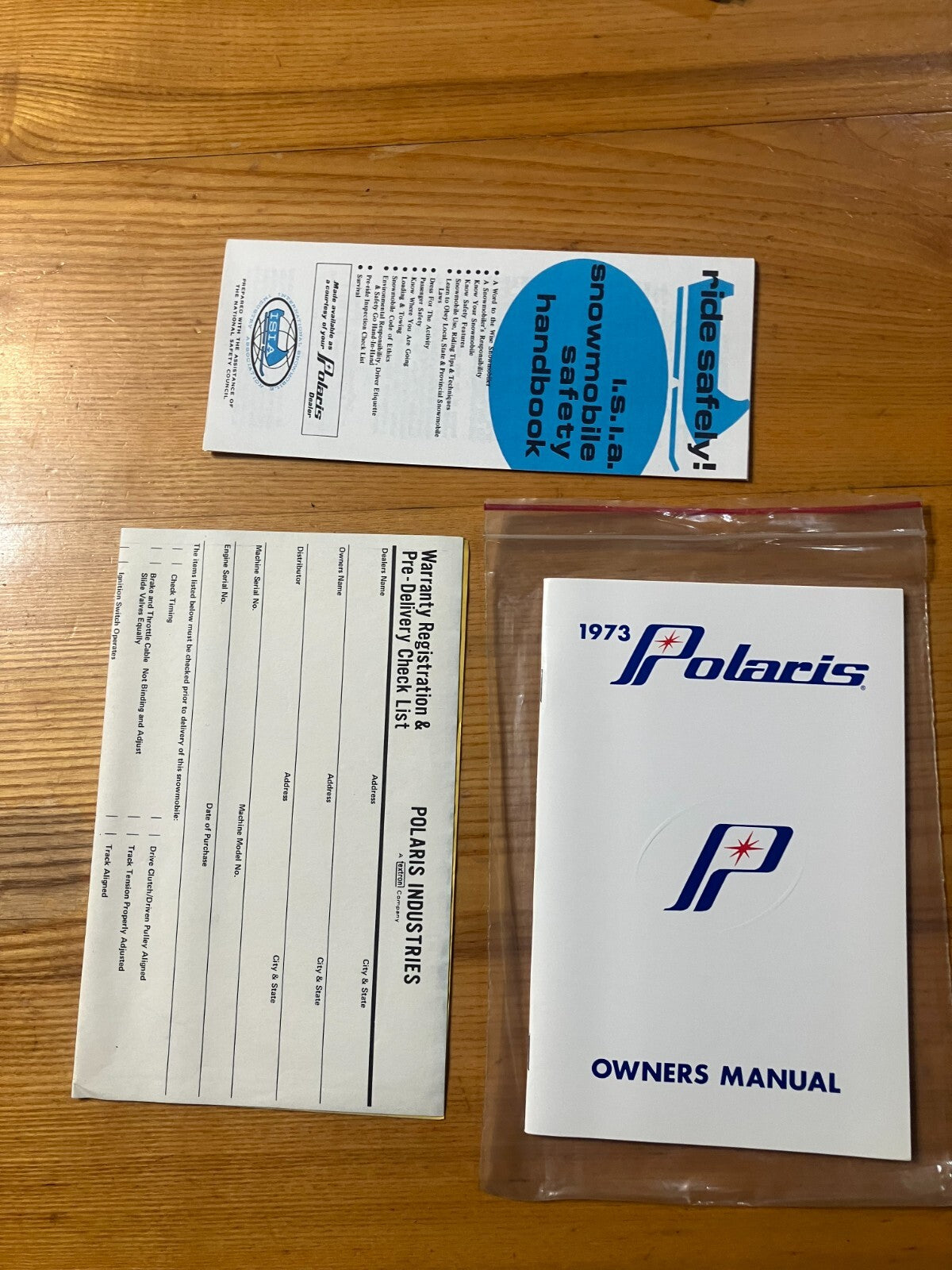 Vintage Polaris 1973 Owners Manual with Safety Brochure - ATV & Motorcycle