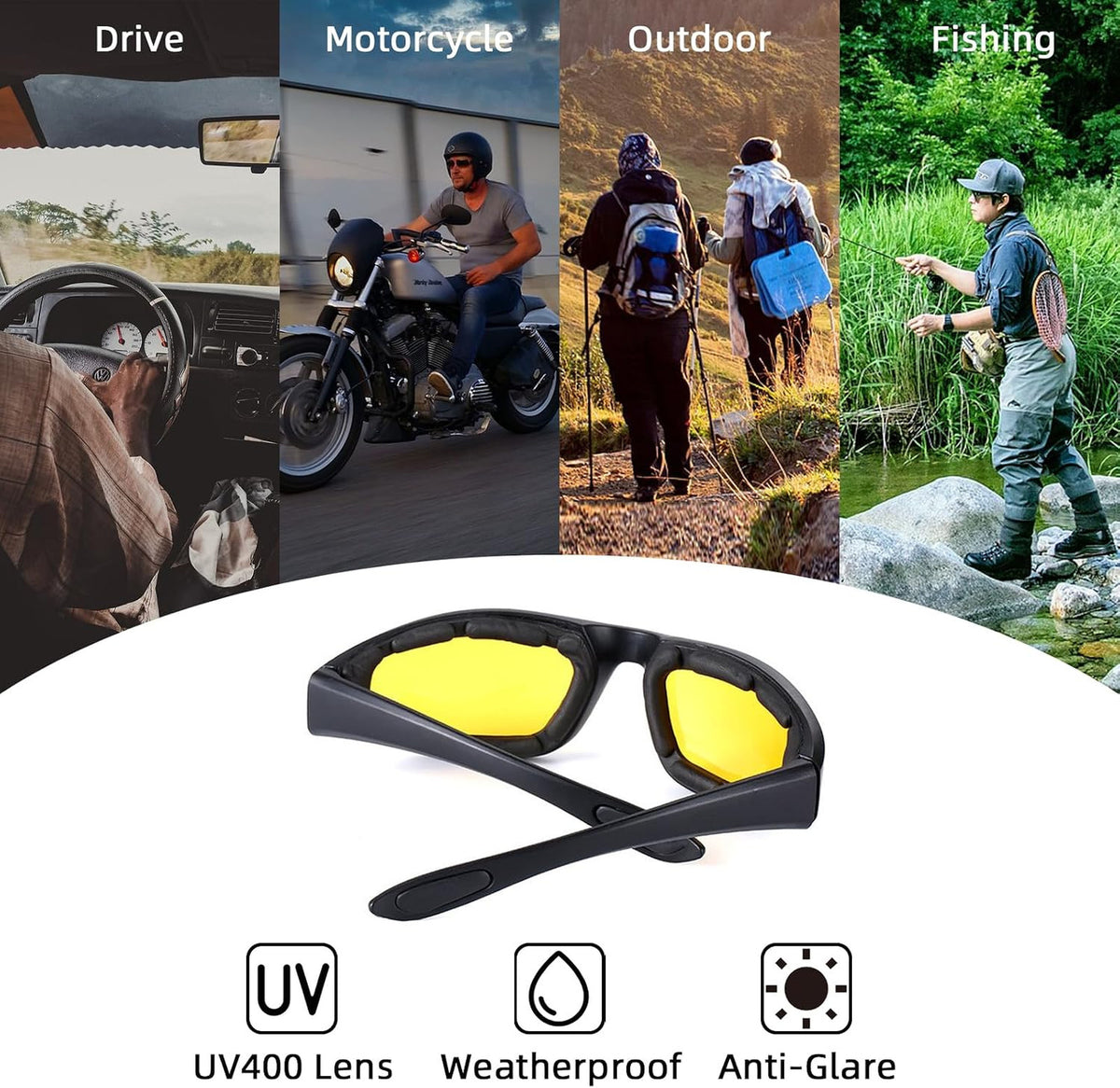 Motorcycle Riding Glasses UV Protection Dustproof Windproof Impact-Resistant