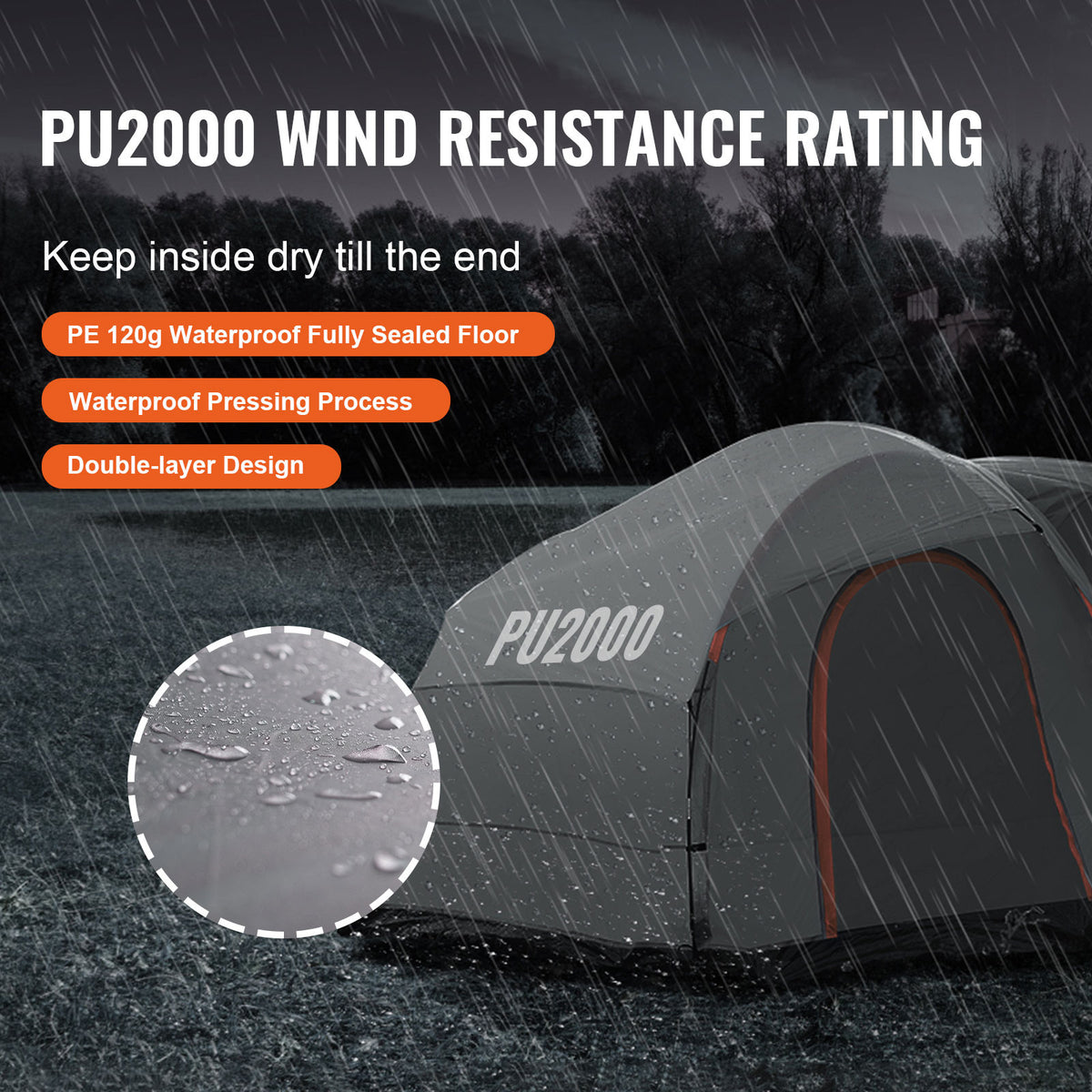 SUV Camping Tent Waterproof 8' x 8' for Jeep Wrangler Pick-up